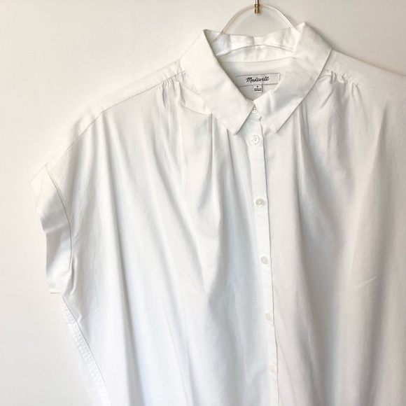 NWT Madewell Short Sleeve Button Front Central Shirt G0212 - White - S - Picture 3 of 10